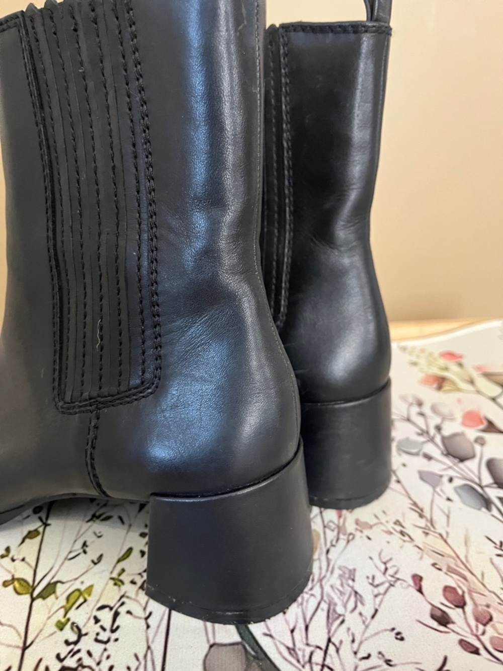 Zara Black Ankle Boots Pointed Toe Block Heel Chelsea Style Size 38 - Picture 10 of 15